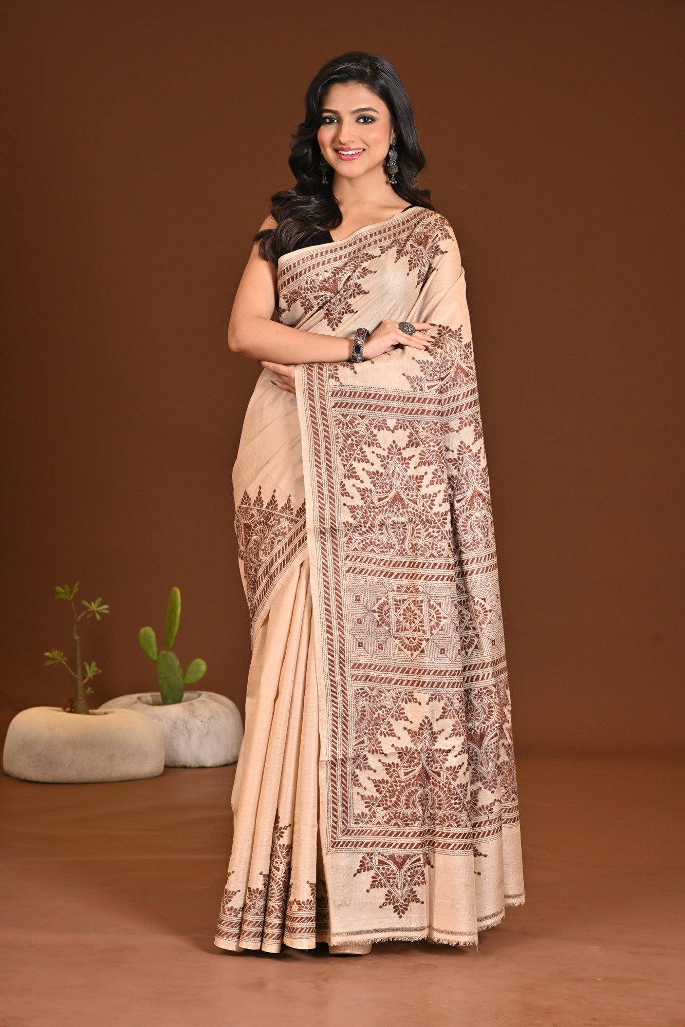TUSSAR SILK KANTHA SAREE