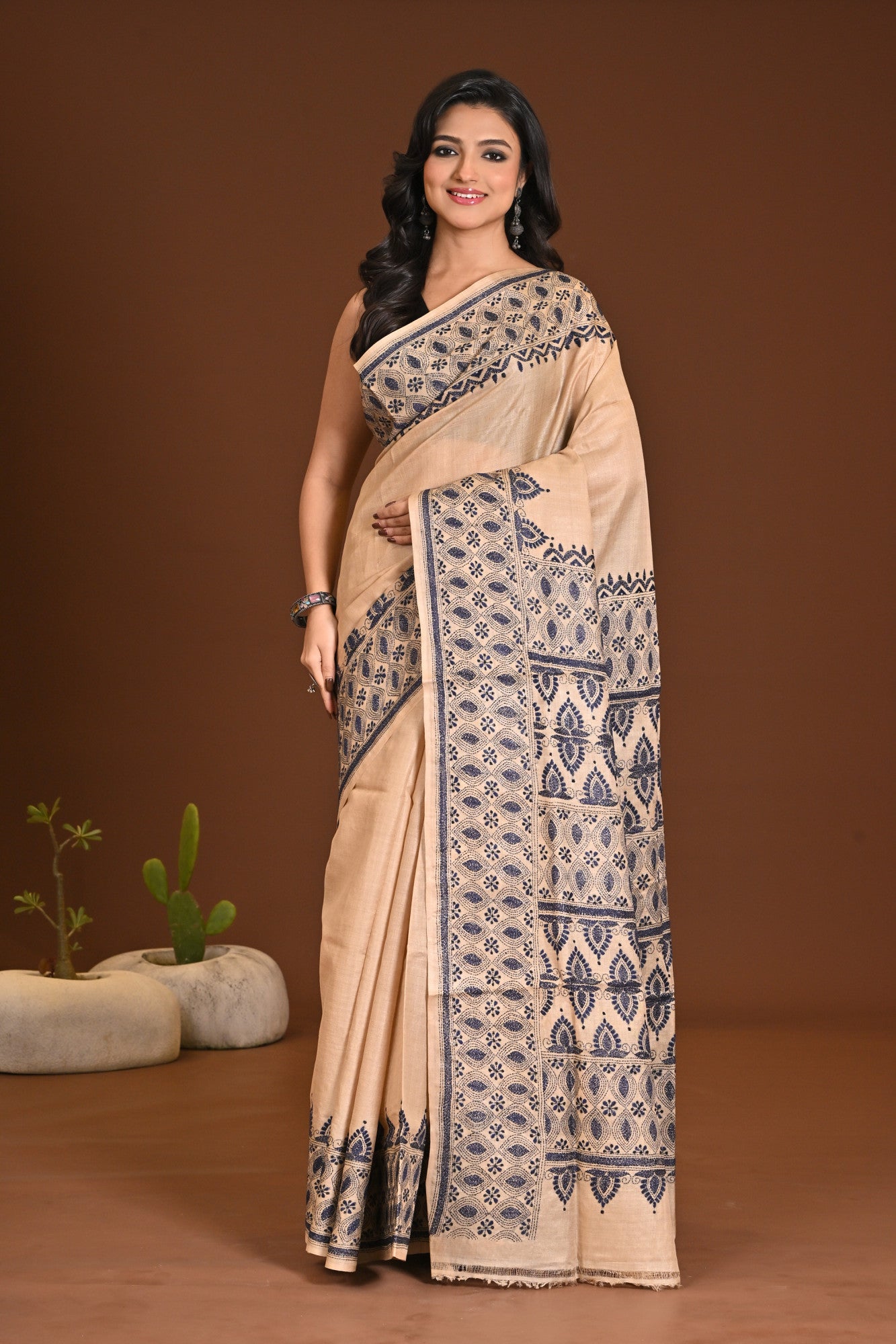 TUSSAR SILK KANTHA SAREE