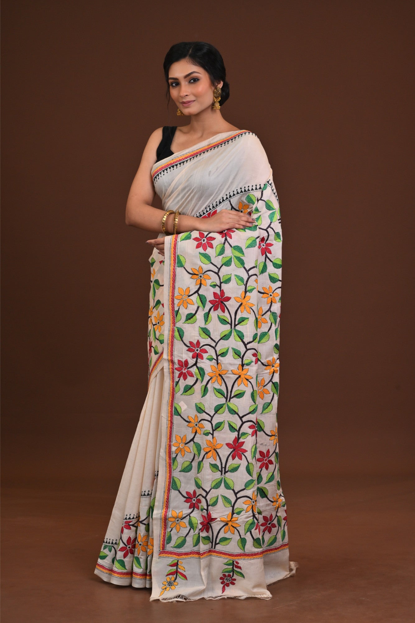 Tussar Silk Kantha Saree Thumbnail
