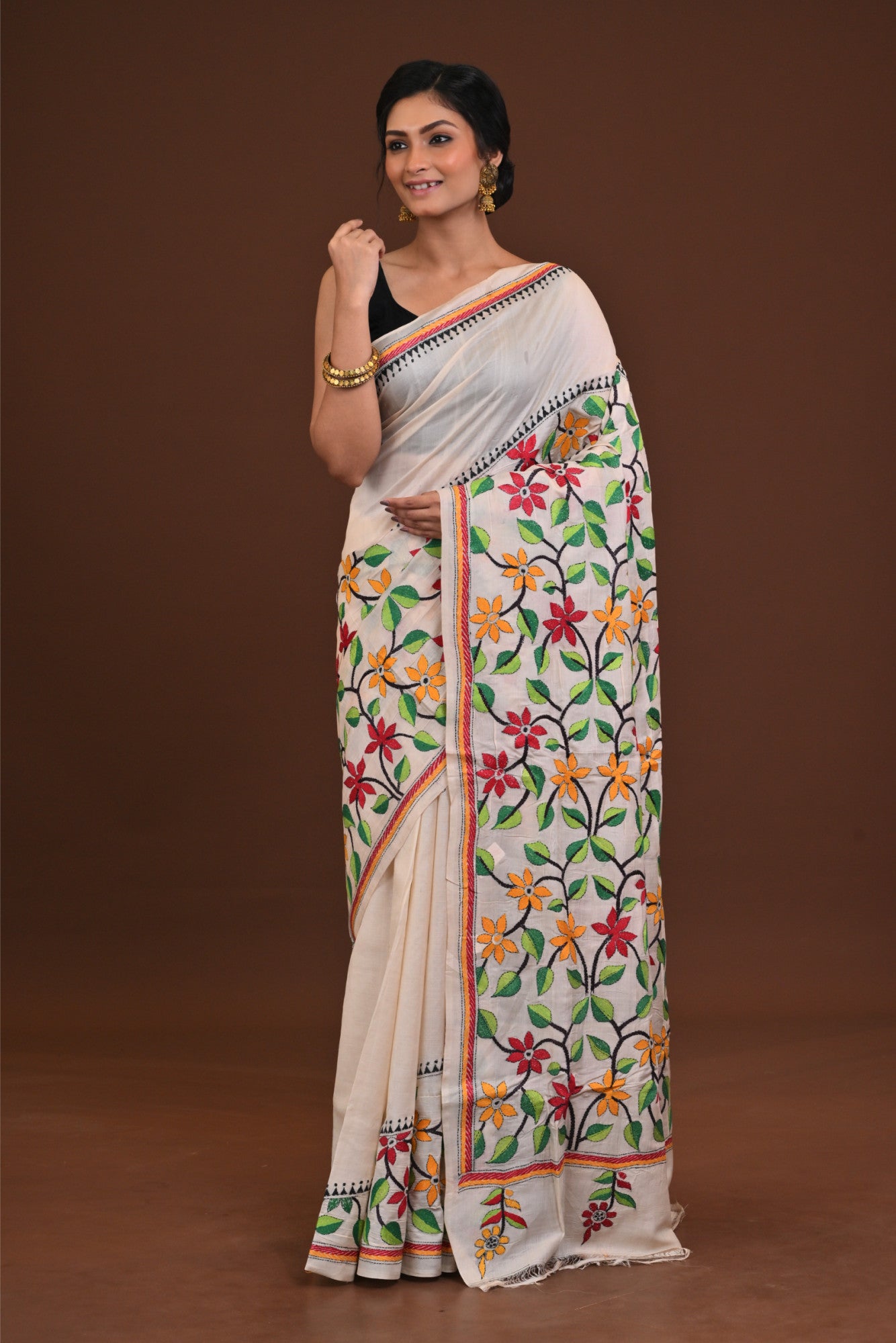 Tussar Silk Kantha Saree Thumbnail
