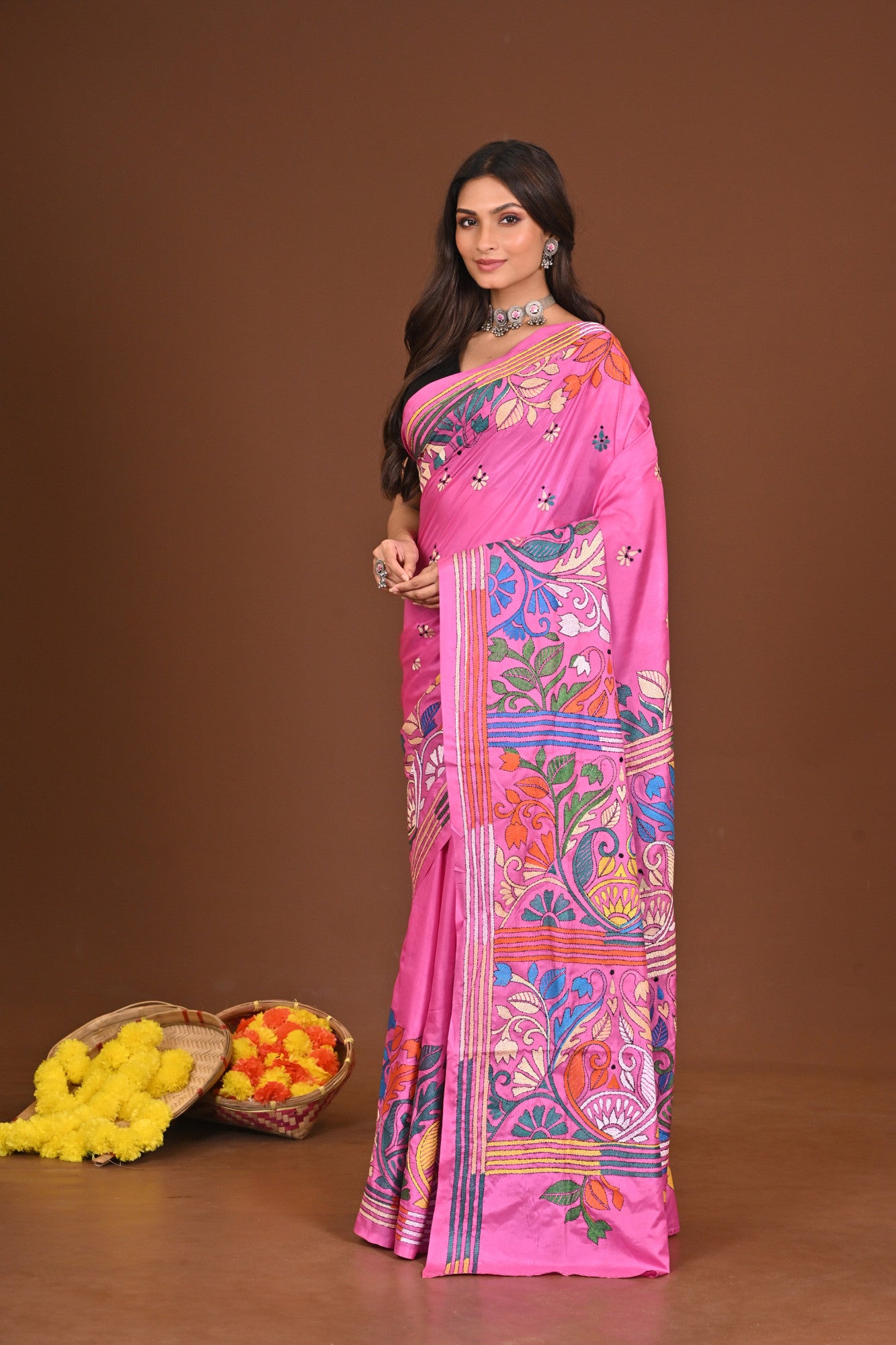 VIKASINI BLENDED SILK KANTHA SAREE Thumbnail
