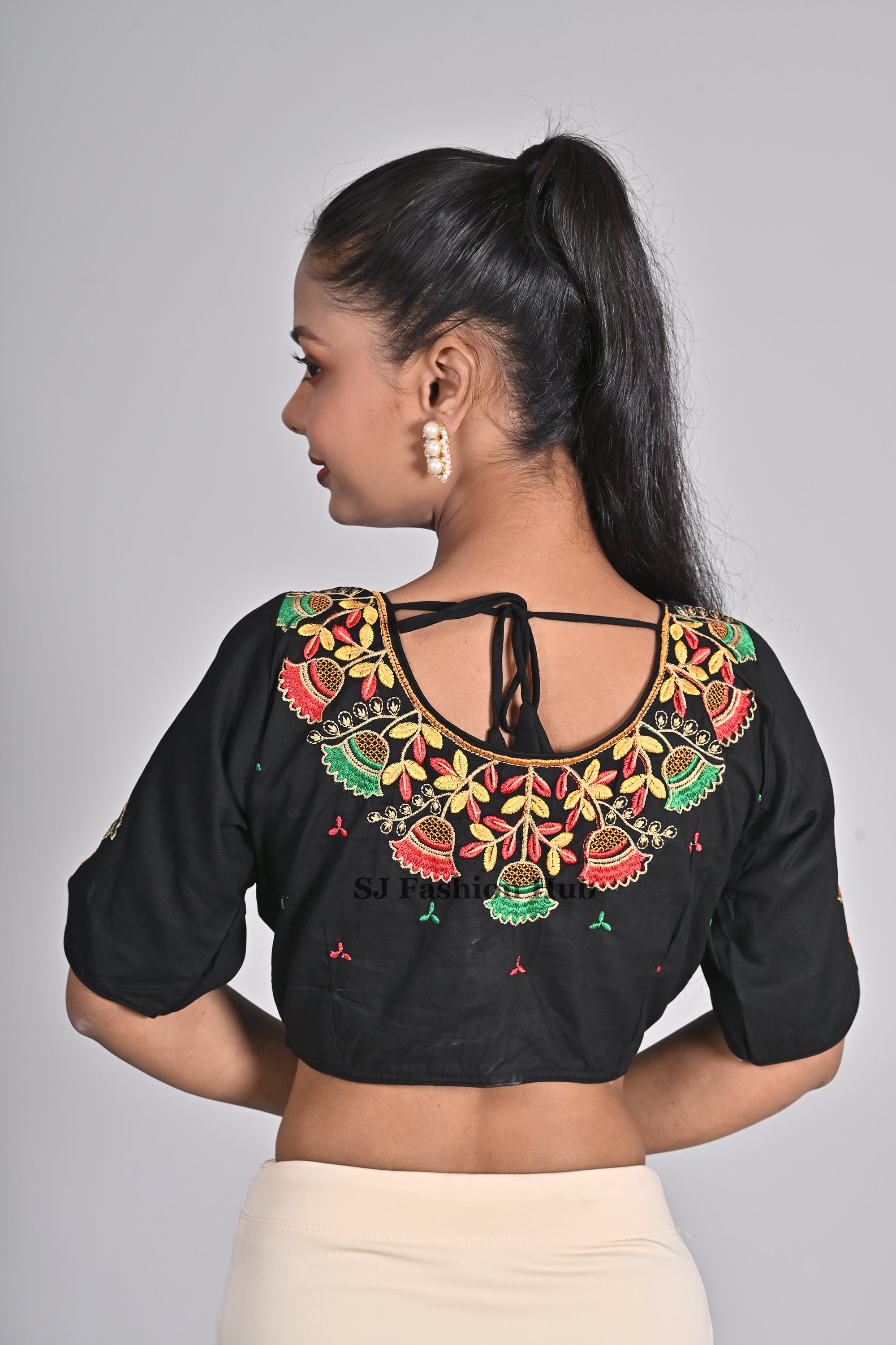 Black Embroidered blouses for sarees