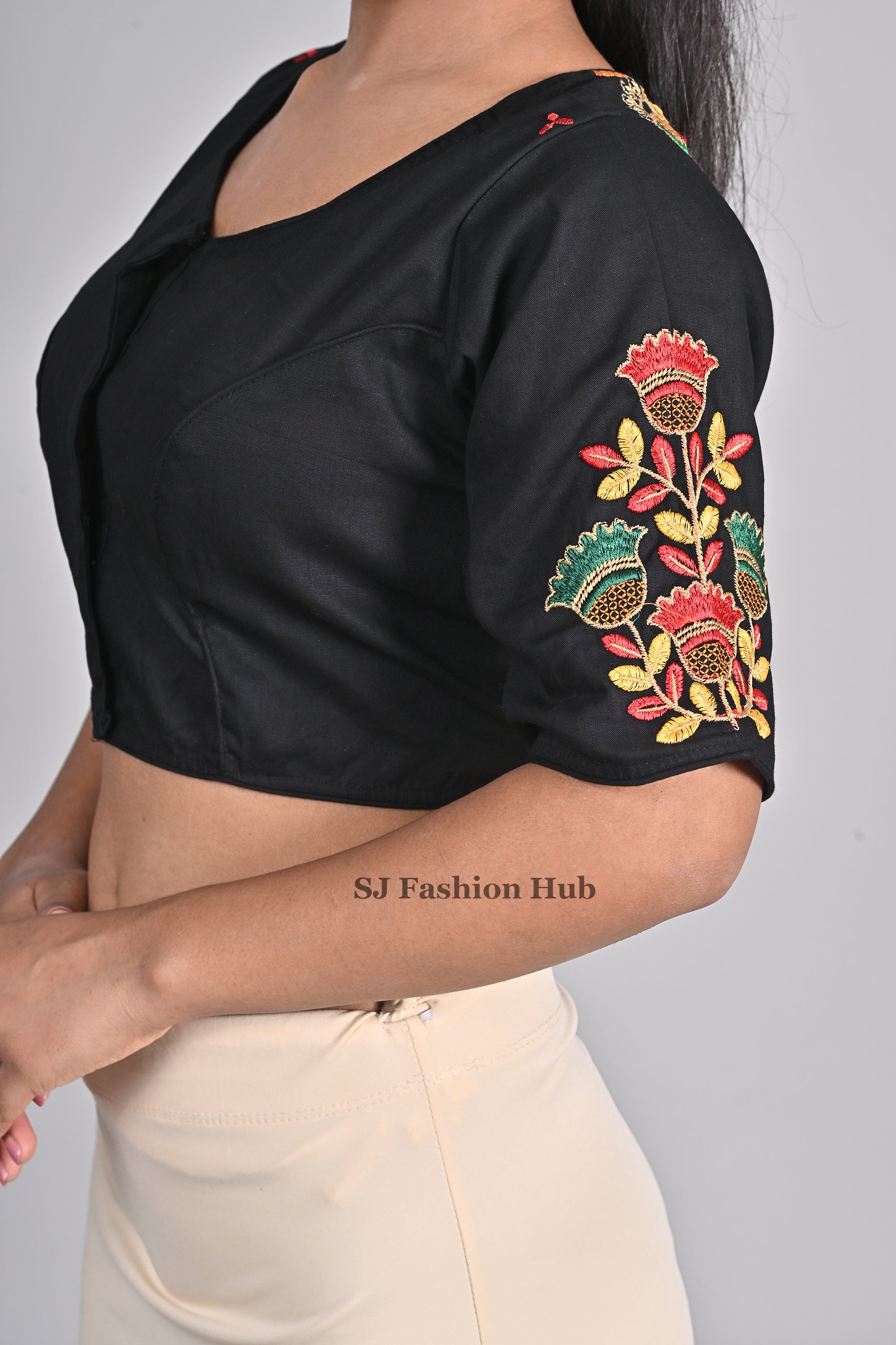 Black Embroidered blouses for sarees