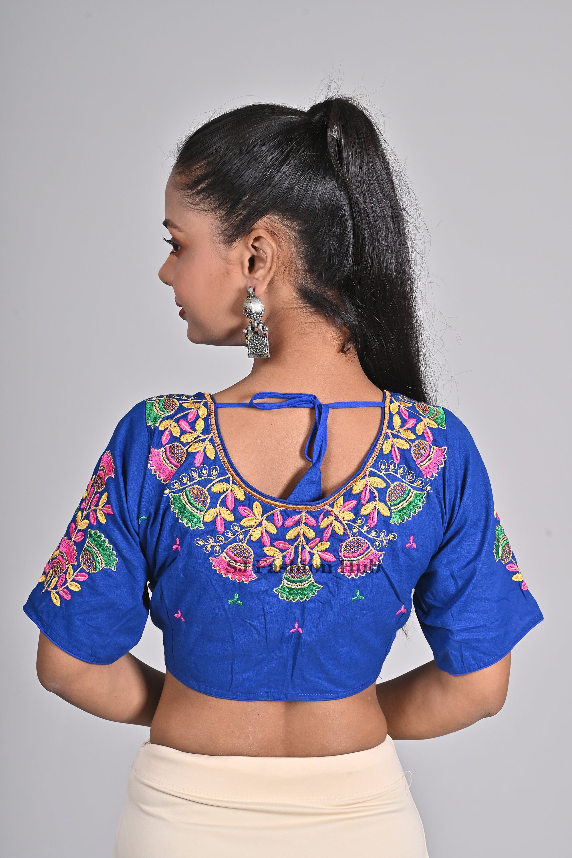 Blue Embroidered blouses for sarees