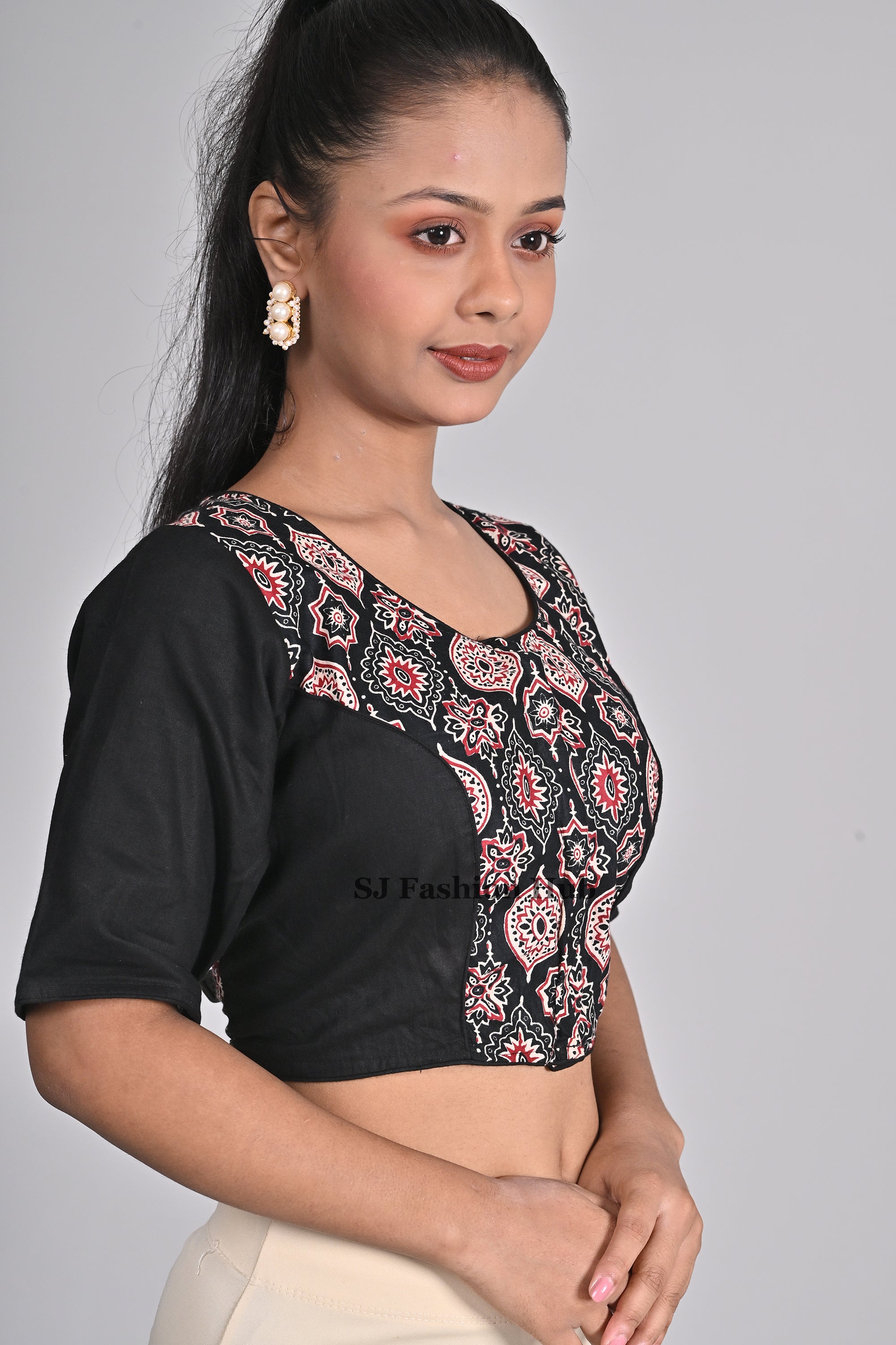 Cotton Daily Wear Blouse Black